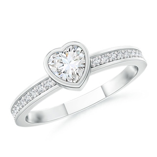 4mm GVS2 Bezel Set Heart Diamond Promise Ring in P950 Platinum
