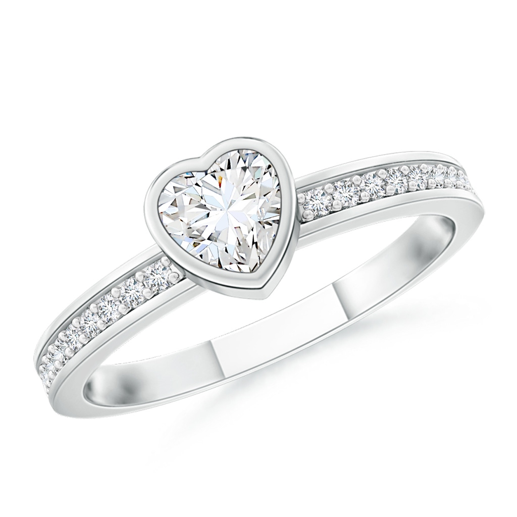 4mm GVS2 Bezel Set Heart Diamond Promise Ring in White Gold