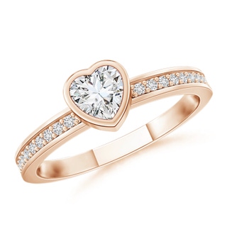 4mm HSI2 Bezel Set Heart Diamond Promise Ring in Rose Gold