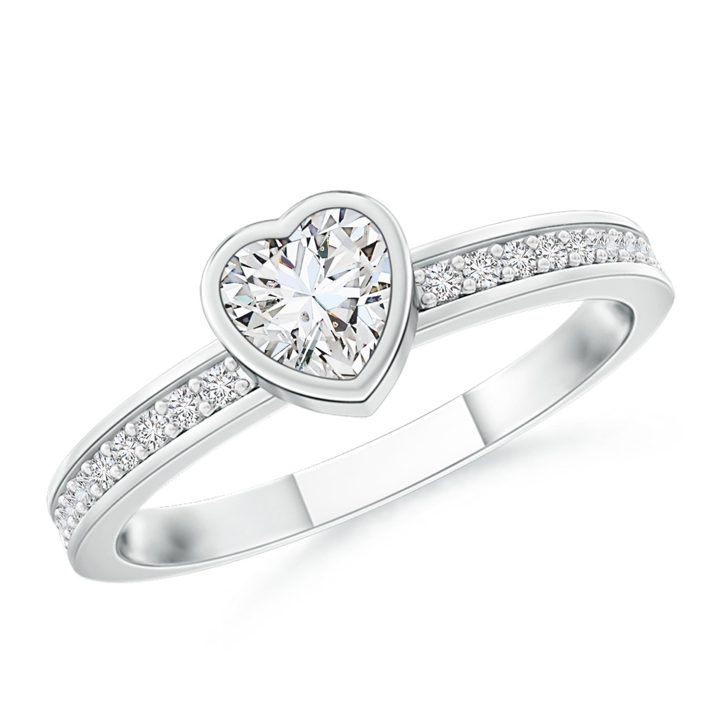 4mm HSI2 Bezel Set Heart Diamond Promise Ring in White Gold