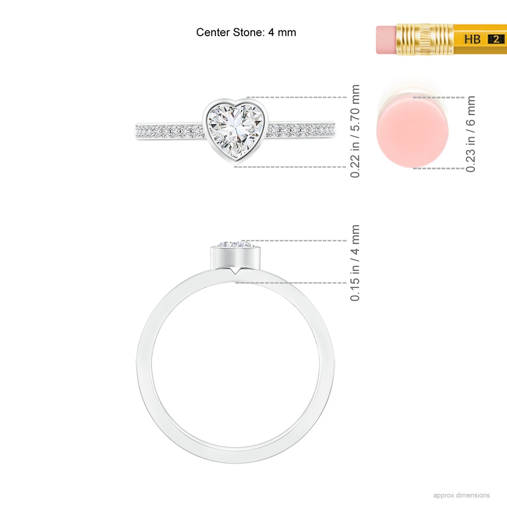 4mm HSI2 Bezel Set Heart Diamond Promise Ring in White Gold Stacbles