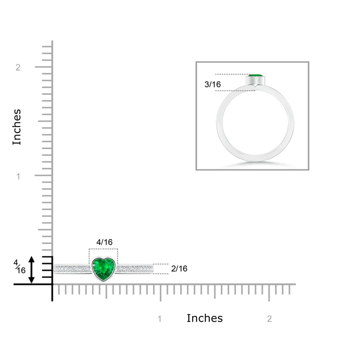 4mm AAA Bezel Heart Emerald Promise Ring with Diamond Accents in White Gold Product Image