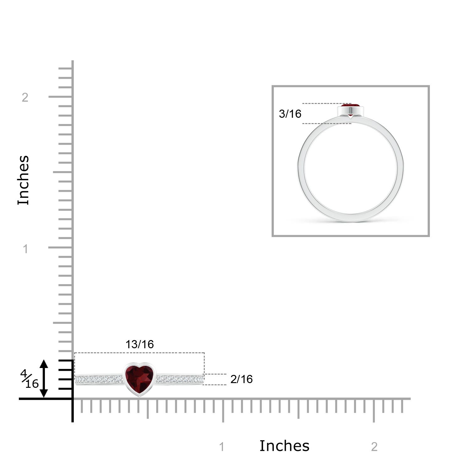 A - Garnet / 0.35 CT / 14 KT White Gold