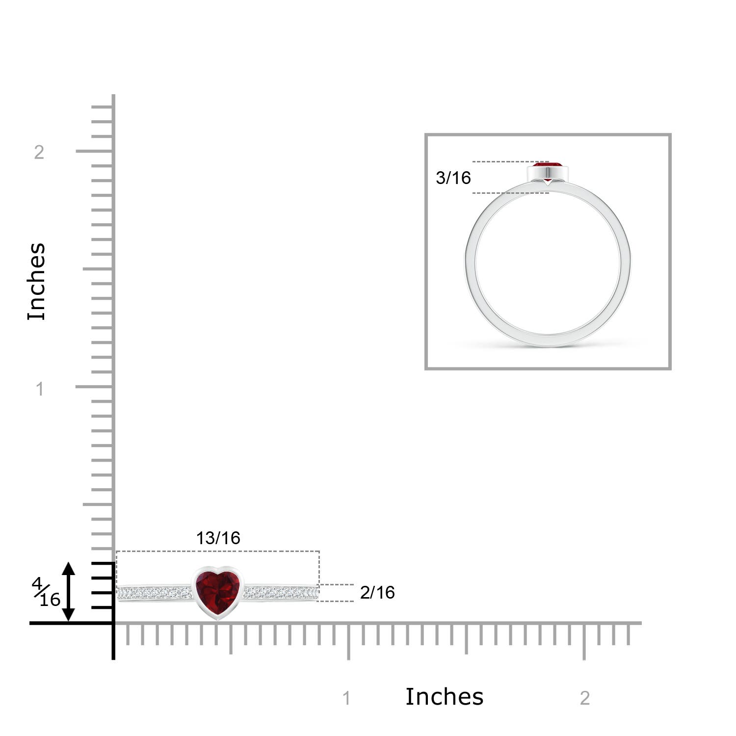 AA - Garnet / 0.35 CT / 14 KT White Gold