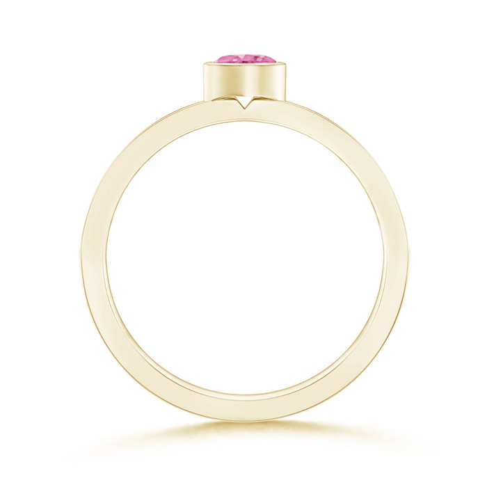 4mm AA Bezel Heart Pink Sapphire Promise Ring with Diamond Accents in Yellow Gold product image