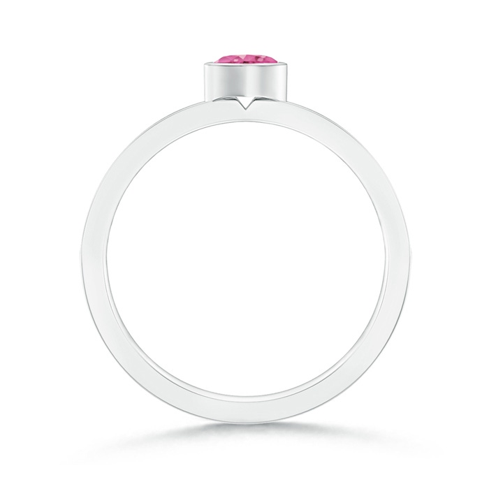 4mm AAA Bezel Heart Pink Sapphire Promise Ring with Diamond Accents in White Gold product image