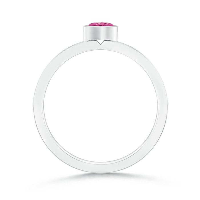 4mm AAAA Bezel Heart Pink Sapphire Promise Ring with Diamond Accents in P950 Platinum product image