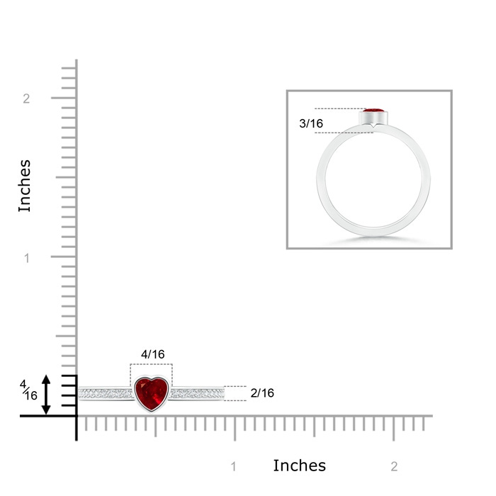 4mm AAAA Bezel Heart Ruby Promise Ring with Diamond Accents in P950 Platinum Product Image