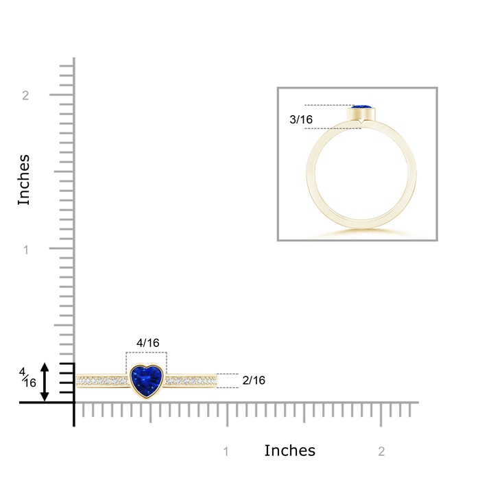 4mm AAAA Bezel Heart Sapphire Promise Ring with Diamond Accents in Yellow Gold Product Image