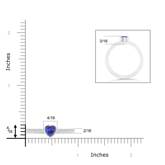 4mm AAAA Bezel Heart Tanzanite Promise Ring with Diamond Accents in P950 Platinum Product Image