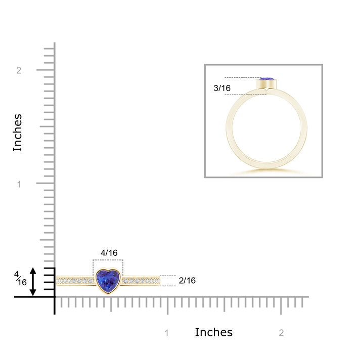4mm AAAA Bezel Heart Tanzanite Promise Ring with Diamond Accents in Yellow Gold Product Image