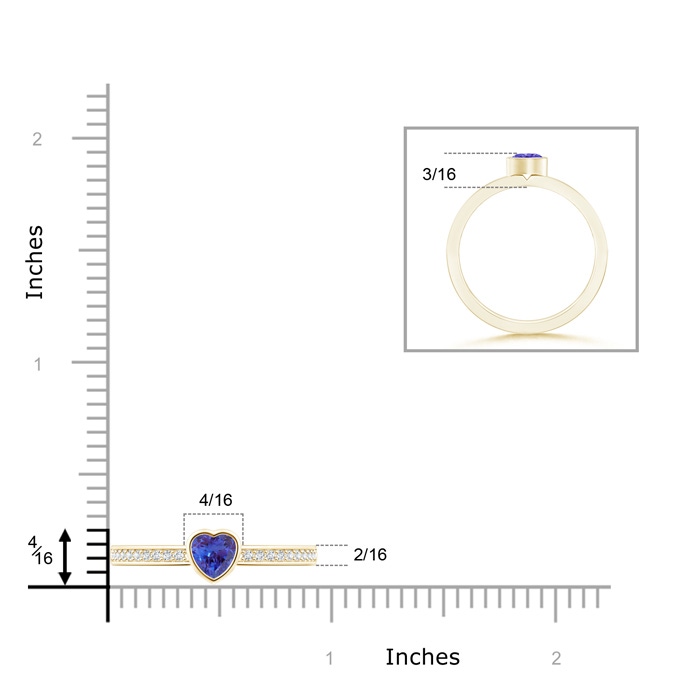 4mm AAAA Bezel Heart Tanzanite Promise Ring with Diamond Accents in Yellow Gold product image