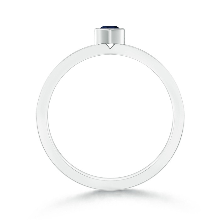 4x3mm A Bezel Pear Sapphire Stackable Ring with Diamond Accents in White Gold product image