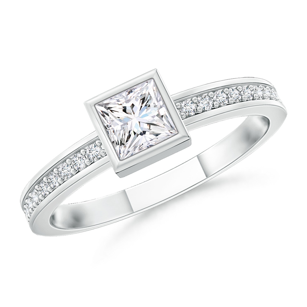 3mm GVS2 Bezel-Set Princess Diamond Stackable Promise Ring in P950 Platinum