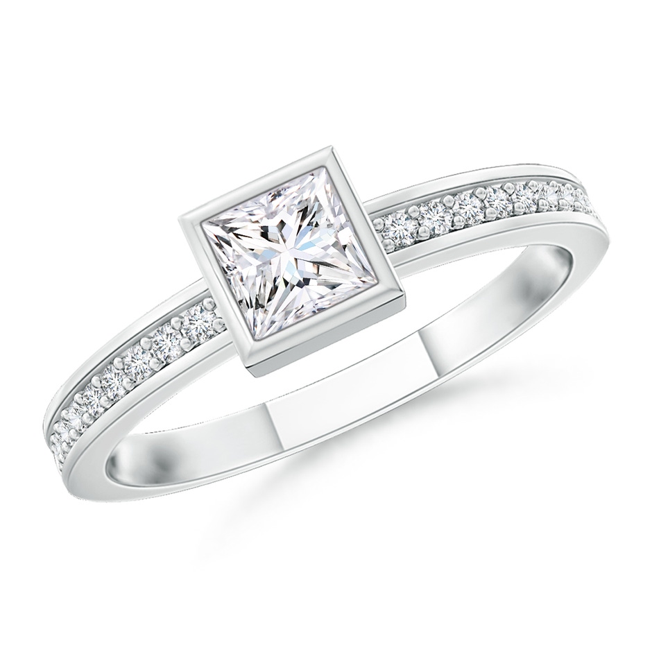 3mm GVS2 Bezel-Set Princess Diamond Stackable Promise Ring in P950 Platinum 