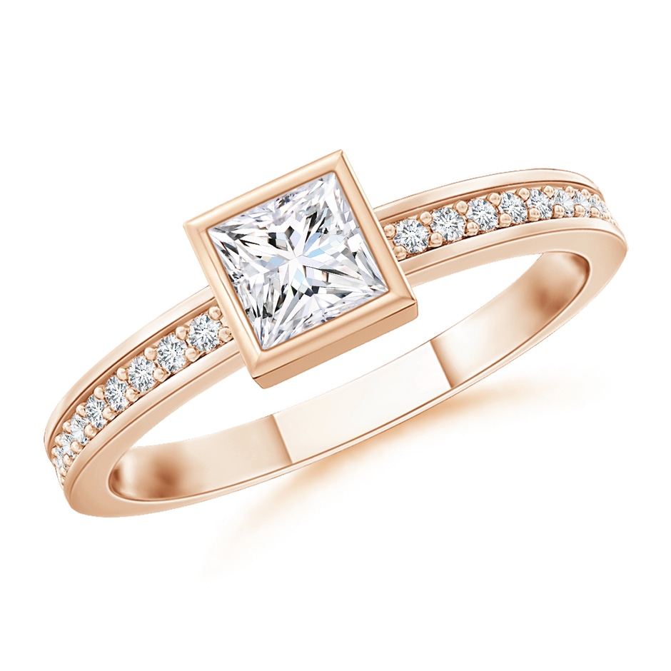3mm GVS2 Bezel-Set Princess Diamond Stackable Promise Ring in Rose Gold 