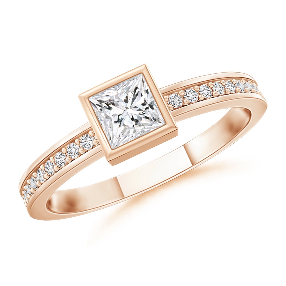 3mm HSI2 Bezel-Set Princess Diamond Stackable Promise Ring in Rose Gold 