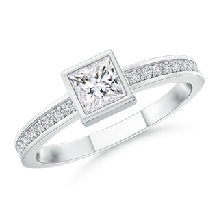 3mm HSI2 Bezel-Set Princess Diamond Stackable Promise Ring in White Gold