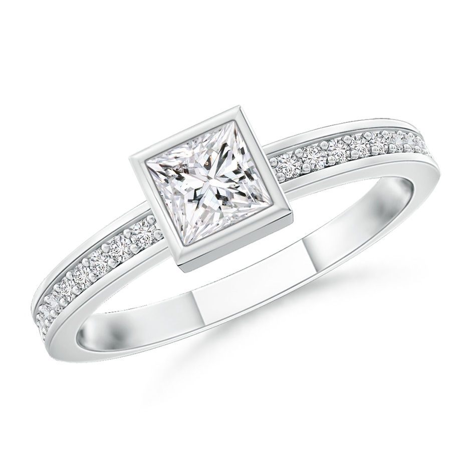 3mm HSI2 Bezel-Set Princess Diamond Stackable Promise Ring in White Gold 