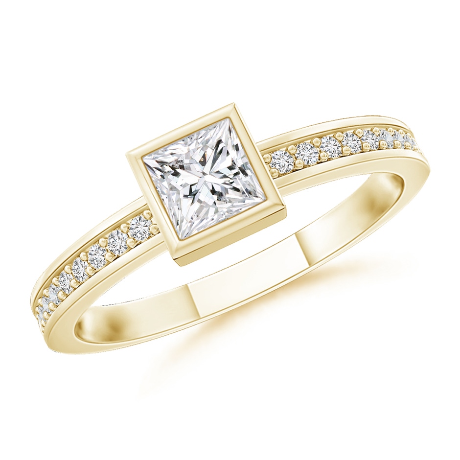 3mm HSI2 Bezel-Set Princess Diamond Stackable Promise Ring in Yellow Gold 