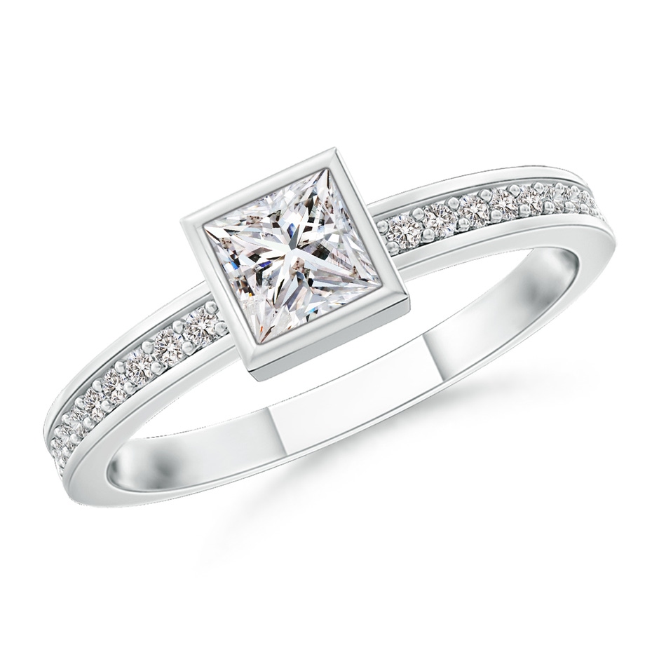 3mm IJI1I2 Bezel-Set Princess Diamond Stackable Promise Ring in White Gold 