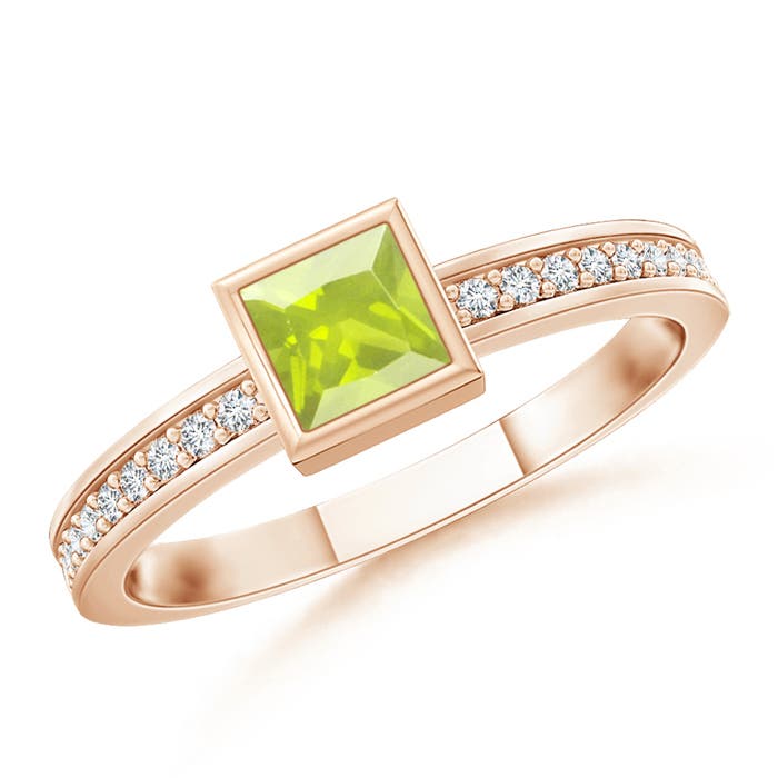 A - Peridot / 0.26 CT / 14 KT Rose Gold