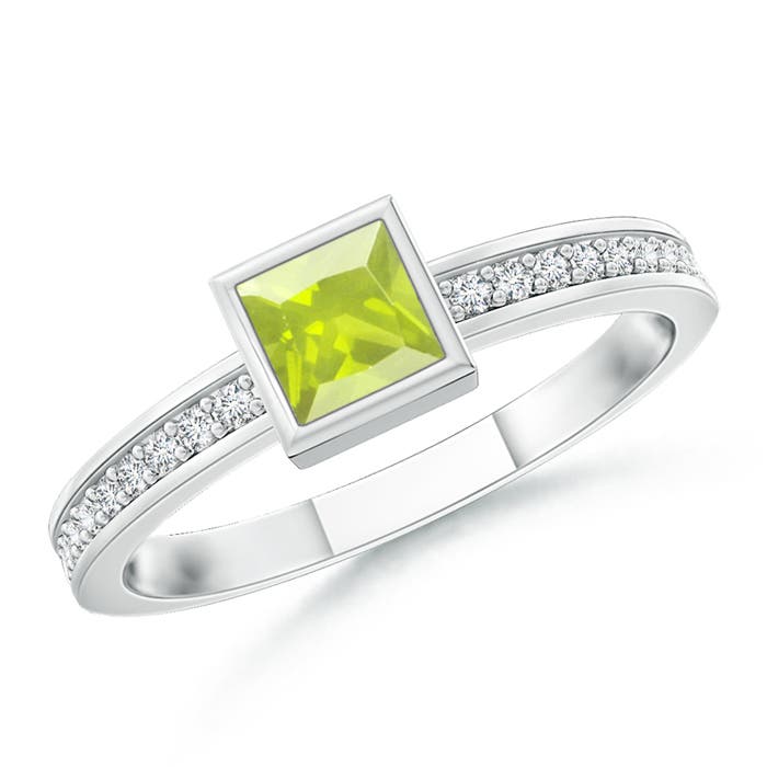 A - Peridot / 0.26 CT / 14 KT White Gold