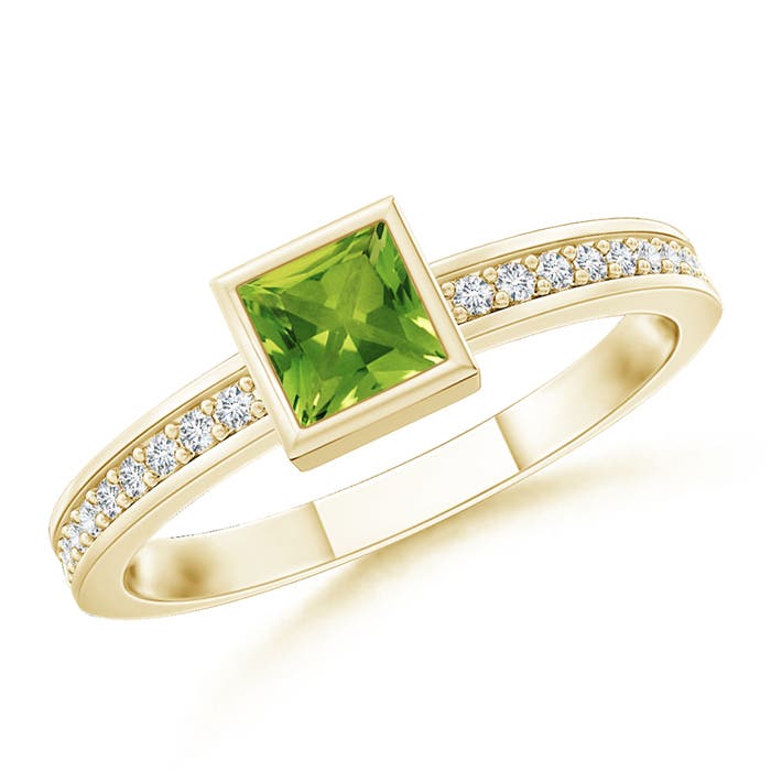 AAAA - Peridot / 0.26 CT / 14 KT Yellow Gold