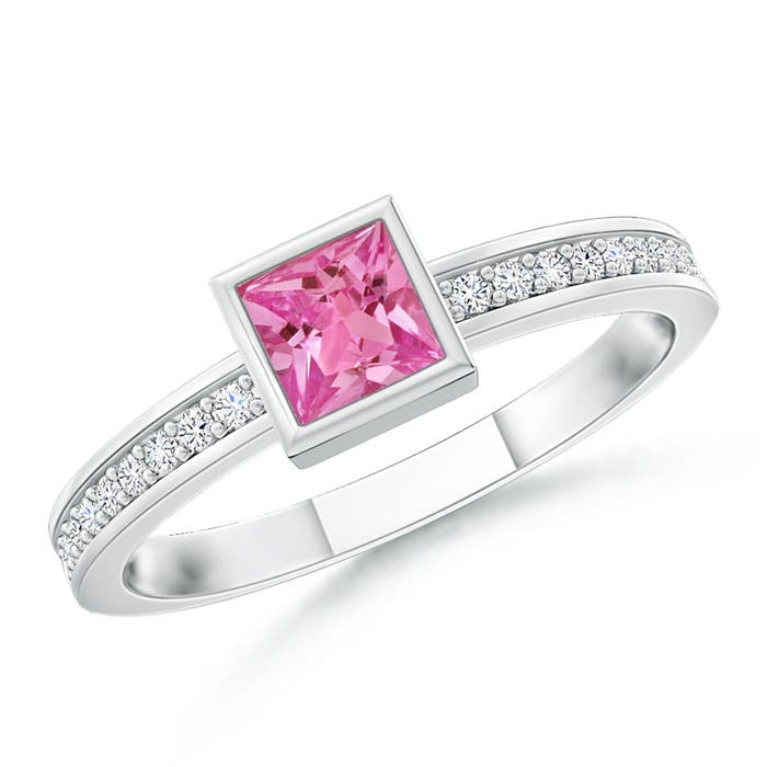 AAAA - Pink Sapphire / 0.28 CT / 14 KT White Gold