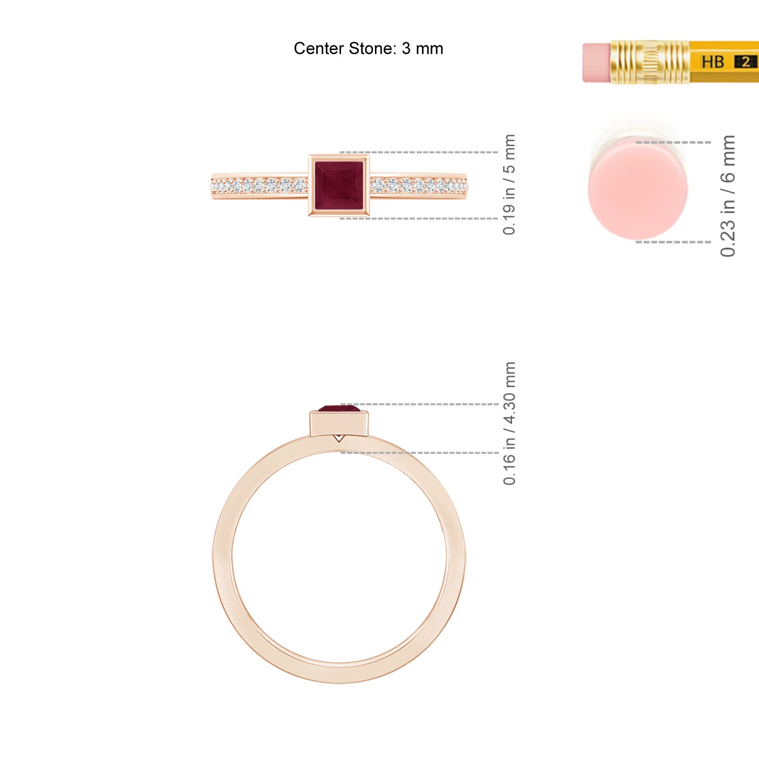 A - Ruby / 0.3 CT / 14 KT Rose Gold