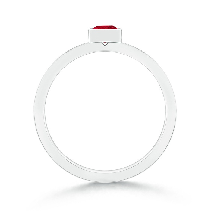 3mm AAA Bezel-Set Square Ruby Stackable Promise Ring in 18K White Gold - side 199
