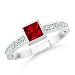 Side Stones Platinum Ruby Rings