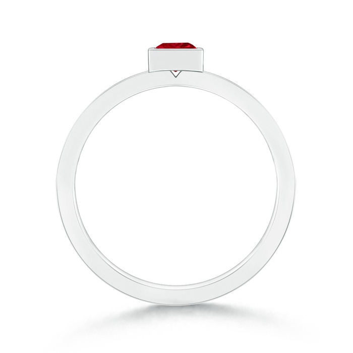 3mm AAAA Bezel-Set Square Ruby Stackable Promise Ring in P950 Platinum - side 199