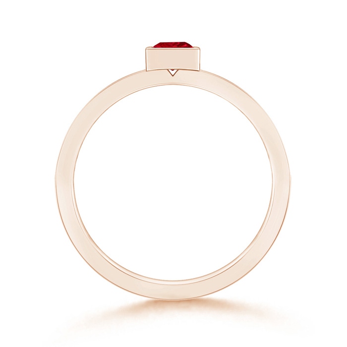 3mm AAAA Bezel-Set Square Ruby Stackable Promise Ring in Rose Gold - side 199
