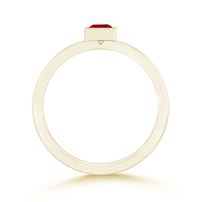 3mm AAAA Bezel-Set Square Ruby Stackable Promise Ring in Yellow Gold - side 199