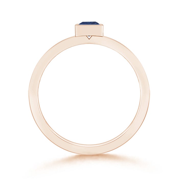 Bezel-Set Square Blue Sapphire Stackable Promise Ring