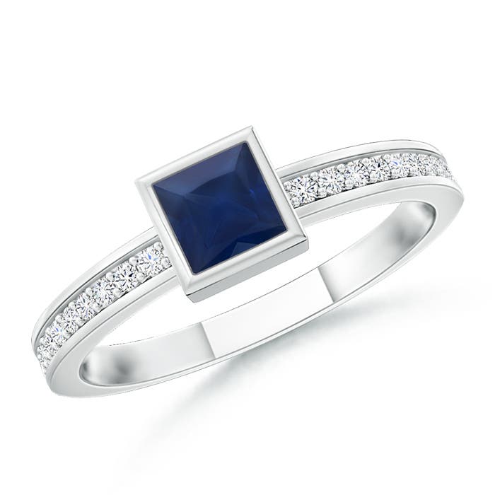 A - Blue Sapphire / 0.29 CT / 14 KT White Gold