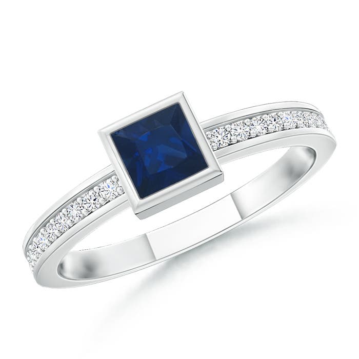 AA - Blue Sapphire / 0.29 CT / 14 KT White Gold