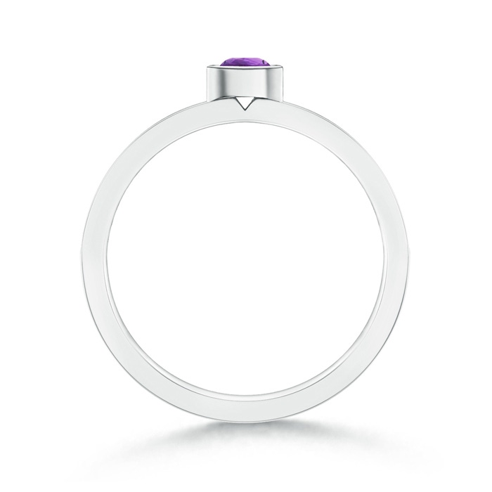 3.5mm AAA Bezel Round Amethyst Stackable Ring with Diamond Accents in P950 Platinum side-1