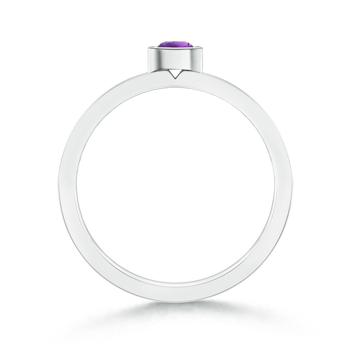 3.5mm AAA Bezel Round Amethyst Stackable Ring with Diamond Accents in White Gold side-1