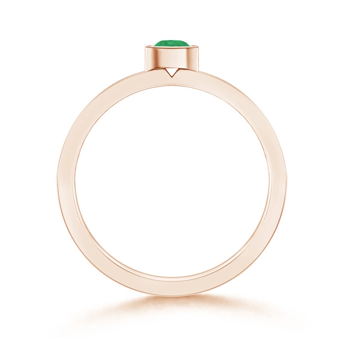 3.5mm A Bezel Round Emerald Stackable Ring with Diamond Accents in Rose Gold side-1