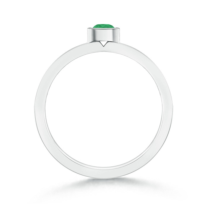3.5mm A Bezel Round Emerald Stackable Ring with Diamond Accents in White Gold side-1