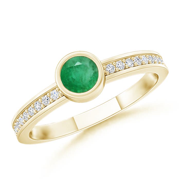 A - Emerald / 0.25 CT / 14 KT Yellow Gold