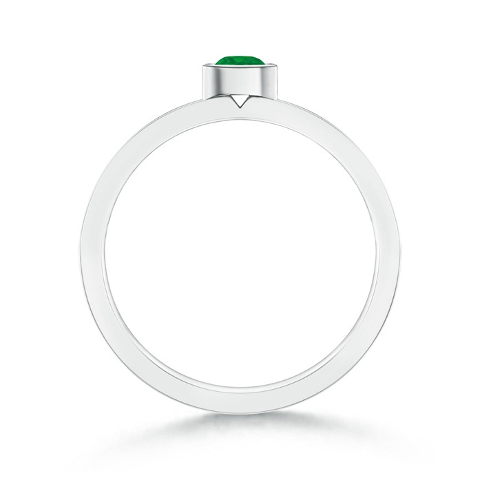 3.5mm AA Bezel Round Emerald Stackable Ring with Diamond Accents in White Gold side-1