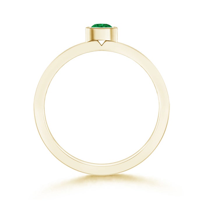 3.5mm AAA Bezel Round Emerald Stackable Ring with Diamond Accents in Yellow Gold - side 1