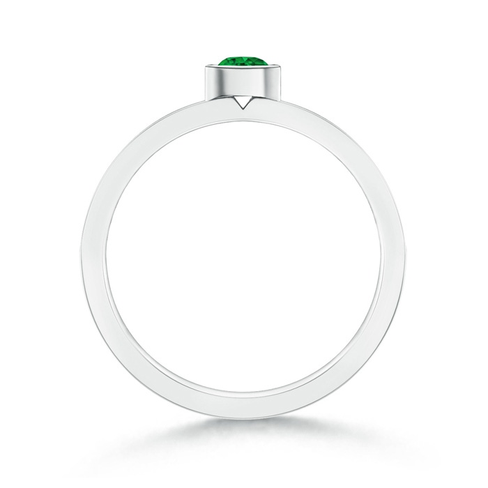 3.5mm AAAA Bezel Round Emerald Stackable Ring with Diamond Accents in White Gold Side-1