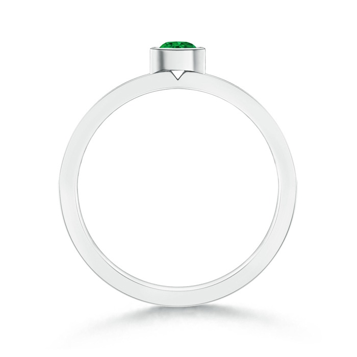 3.5mm AAAA Bezel Round Emerald Stackable Ring with Diamond Accents in White Gold side-1