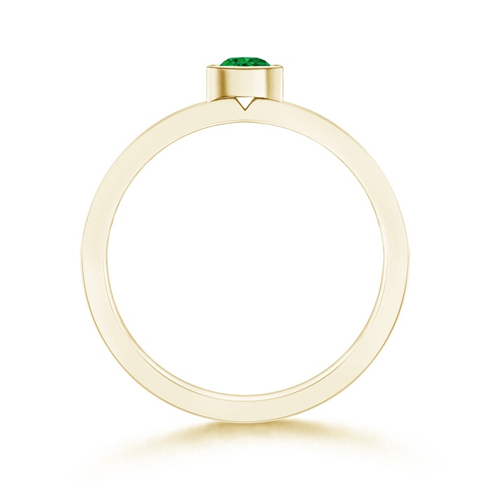 3.5mm AAAA Bezel Round Emerald Stackable Ring with Diamond Accents in Yellow Gold side-1