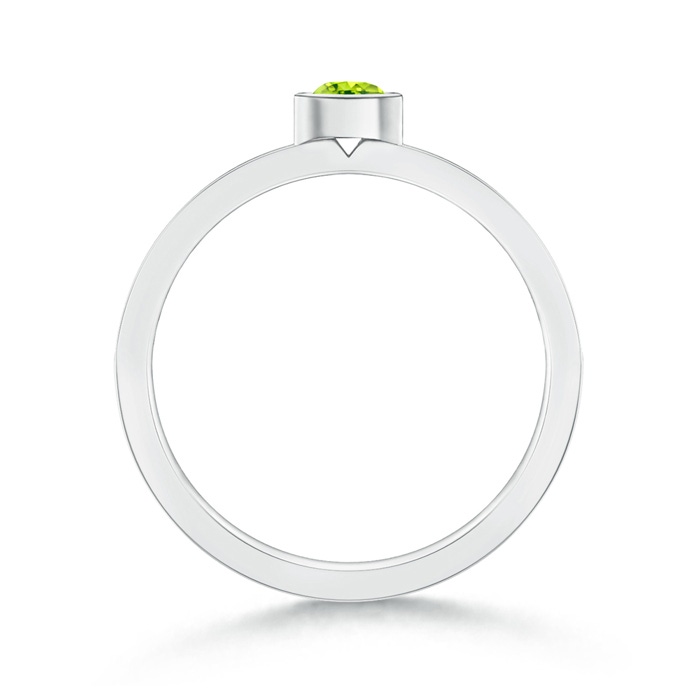 3.5mm AAA Bezel Round Peridot Stackable Ring with Diamond Accents in White Gold product image