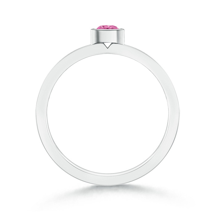 3.5mm AAA Bezel Round Pink Sapphire Stackable Ring with Diamond Accents in White Gold Product Image